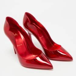 Pre Owned Christian Louboutin Hot Chick Size 38.5 Red Patent Leather Pumps