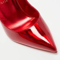 Pre Owned Christian Louboutin Hot Chick Size 38.5 Red Patent Leather Pumps