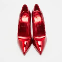 Pre Owned Christian Louboutin Hot Chick Size 38.5 Red Patent Leather Pumps