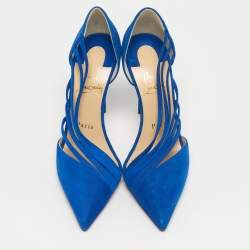 Pre Owned Christian Louboutin Antinorina Size 36 Blue Suede Pumps