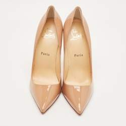 Pre Owned Christian Louboutin So Kate Size 38 Beige Patent Leather Pumps