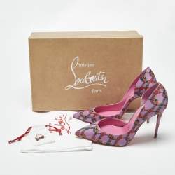Pre Owned Christian Louboutin Iriza Size 38 Purple Snake Print Satin Pumps