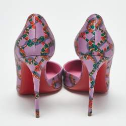 Pre Owned Christian Louboutin Iriza Size 38 Purple Snake Print Satin Pumps