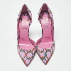 Pre Owned Christian Louboutin Iriza Size 38 Purple Snake Print Satin Pumps