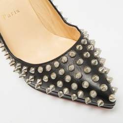 Pre Owned Christian Louboutin Pigalle Plato Spike Size 39 Black Leather Platform Pumps