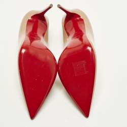 Pre Owned Christian Louboutin So Kate Size 39 Beige Patent Leather Pumps