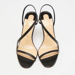 مملوكة مسبقًا Christian Louboutin Rosalie Size 38 Black Leather and PVC Slingback Sandals 