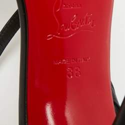 مملوكة مسبقًا Christian Louboutin Rosalie Size 38 Black Leather and PVC Slingback Sandals 