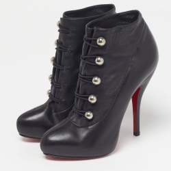 Pre Owned حذاء بوت كريستيان لوبوتان رون فيفي جلد أسود مقاس 36