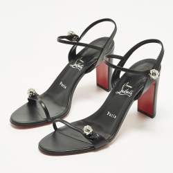 Pre Owned صندل كريستيان لوبوتان أتمو سفيريا سير كاحل جلد أسود مقاس 41