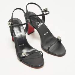 Pre Owned صندل كريستيان لوبوتان أتموسفيريا سير كاحل جلد أسود مقاس 41