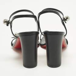 Pre Owned صندل كريستيان لوبوتان أتموسفيريا سير كاحل جلد أسود مقاس 41