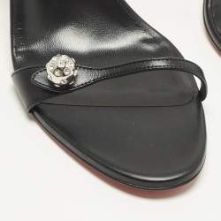 Pre Owned صندل كريستيان لوبوتان أتموسفيريا سير كاحل جلد أسود مقاس 41