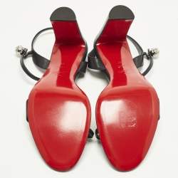 Pre Owned صندل كريستيان لوبوتان أتموسفيريا سير كاحل جلد أسود مقاس 41