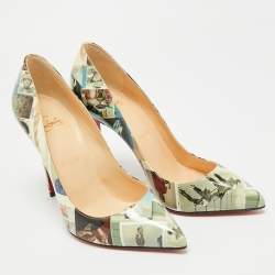 مملوكة مسبقًا حذاء كعب عالي كريستيان لوبوتان بيجالي فوليس جلد لامع متعدد الألوان مقاس 37.5