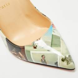 مملوكة مسبقًا حذاء كعب عالي كريستيان لوبوتان بيجالي فوليس جلد لامع متعدد الألوان مقاس 37.5