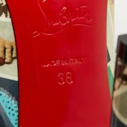 مملوكة مسبقًا حذاء كعب عالي كريستيان لوبوتان بيجالي فوليس جلد لامع متعدد الألوان مقاس 37.5