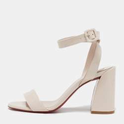 Pre Owned Christian Louboutin Miss Sabina Size 37 Pink Patent Leather Ankle Strap Sandals