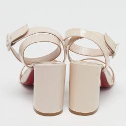 Pre Owned Christian Louboutin Miss Sabina Size 37 Pink Patent Leather Ankle Strap Sandals