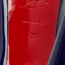 Pre Owned Christian Louboutin Lady Peep Size 39 Navy Blue Patent Leather Platform Pumps