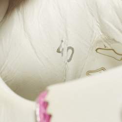 Pre Owned Christian Louboutin Loubishark Size 40 White/Pink Leather Lace Up Sneakers