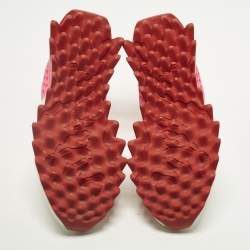 Pre Owned Christian Louboutin Loubishark Size 40 White/Pink Leather Lace Up Sneakers