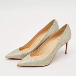 Pre Owned Christian Louboutin So Kate Size 39.5 Gold Glitter Pumps