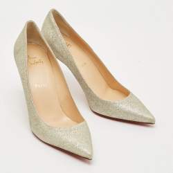 Pre Owned Christian Louboutin So Kate Size 39.5 Gold Glitter Pumps