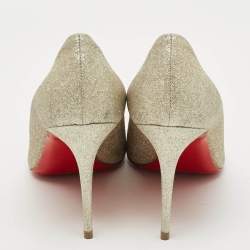 Pre Owned Christian Louboutin So Kate Size 39.5 Gold Glitter Pumps