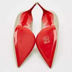 Pre Owned Christian Louboutin So Kate Size 39.5 Gold Glitter Pumps
