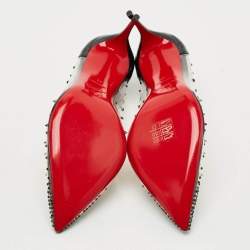 Pre Owned Christian Louboutin Grotika Size 38 Black/Transparent Patent Leather And PVC Pumps