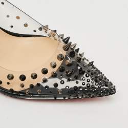 Pre Owned Christian Louboutin Grotika Size 38 Black/Transparent Patent Leather And PVC Pumps