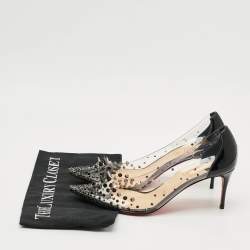 Pre Owned Christian Louboutin Grotika Size 38 Black/Transparent Patent Leather And PVC Pumps