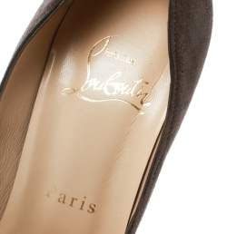 Christian Louboutin Brown Suede Lady Peep Toe Platform Pumps Size 36