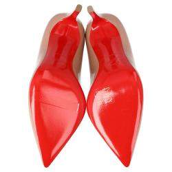 Pre Owned Christian Louboutin Nude Patent Leather Pigalle Pointed Toe Pumps Size 36.5