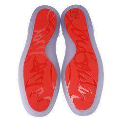 مملوكة مسبقًا حذاء رياضي كريستيان لوبوتان مرتفع من أعلى 2 سبايكز لو جلد "لوبينذاسكاي" منقوش أبيض مقاس 41.5