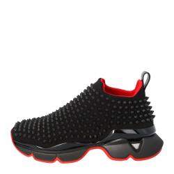 مملوكة مسبقًا Christian Louboutin Black Spike Sock Slip On Platform Sneakers Size 40