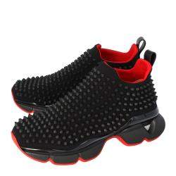 مملوكة مسبقًا Christian Louboutin Black Spike Sock Slip On Platform Sneakers Size 40