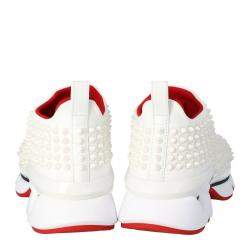 Pre Owned Christian Louboutin White Spike Sock Slip On Platform Sneakers Size 40