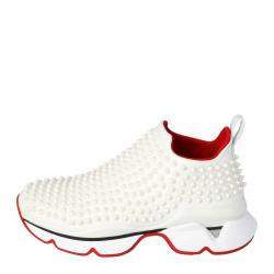 Pre Owned Christian Louboutin White Spike Sock Slip On Platform Sneakers Size 40