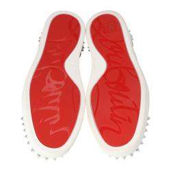 حذاء رياضي كريستيان لوبوتان "فيريسيما" مرصع سبايك جلد أبيض مقاس 36.5