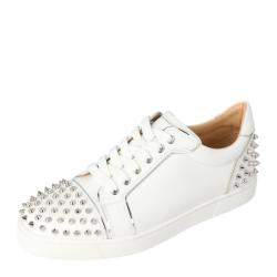 Christian Louboutin Leather Spike Studs Sneakers Shoes 40 White Auth Men  Used
