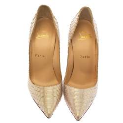 Pre Owned Christian Louboutin Metallic Python So Kate Pointed Toe Pumps Size 37