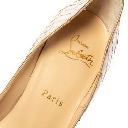Pre Owned Christian Louboutin Metallic Python So Kate Pointed Toe Pumps Size 37