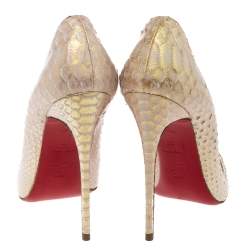 Pre Owned Christian Louboutin Metallic Python So Kate Pointed Toe Pumps Size 37