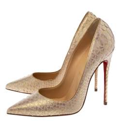Pre Owned Christian Louboutin Metallic Python So Kate Pointed Toe Pumps Size 37