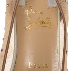 Pre Owned Christian Louboutin White Mesh And Leather Follies Strass Ballet Flats Size 37.5
