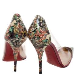 Pre Owned Christian Louboutin Multicolor Python and PVC Djalouzi Metal Cap Pointed Toe Pumps Size 38.5