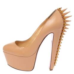 Pre Owned Christian Louboutin Beige Leather Electropump Platform Pumps Size 36