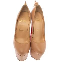 Pre Owned Christian Louboutin Beige Leather Electropump Platform Pumps Size 36